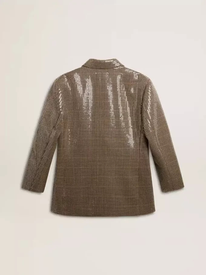 Houndstooth-jasje voor dames met all-over paillettenborduursel
