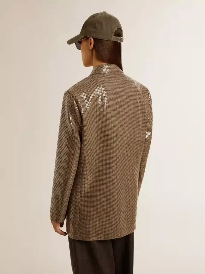 Houndstooth-jasje voor dames met all-over paillettenborduursel