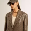Houndstooth-jasje voor dames met all-over paillettenborduursel
