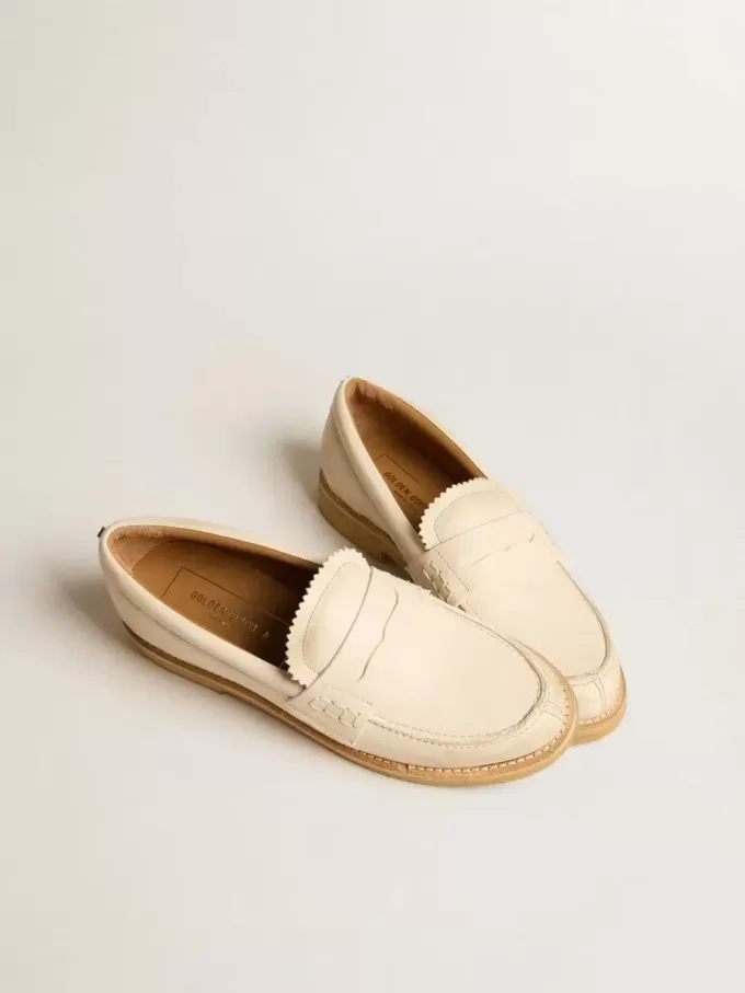 Jerry loafer in boterwit leer
