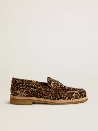 Jerry loafer voor dames in ponyhuid met luipaardprint
