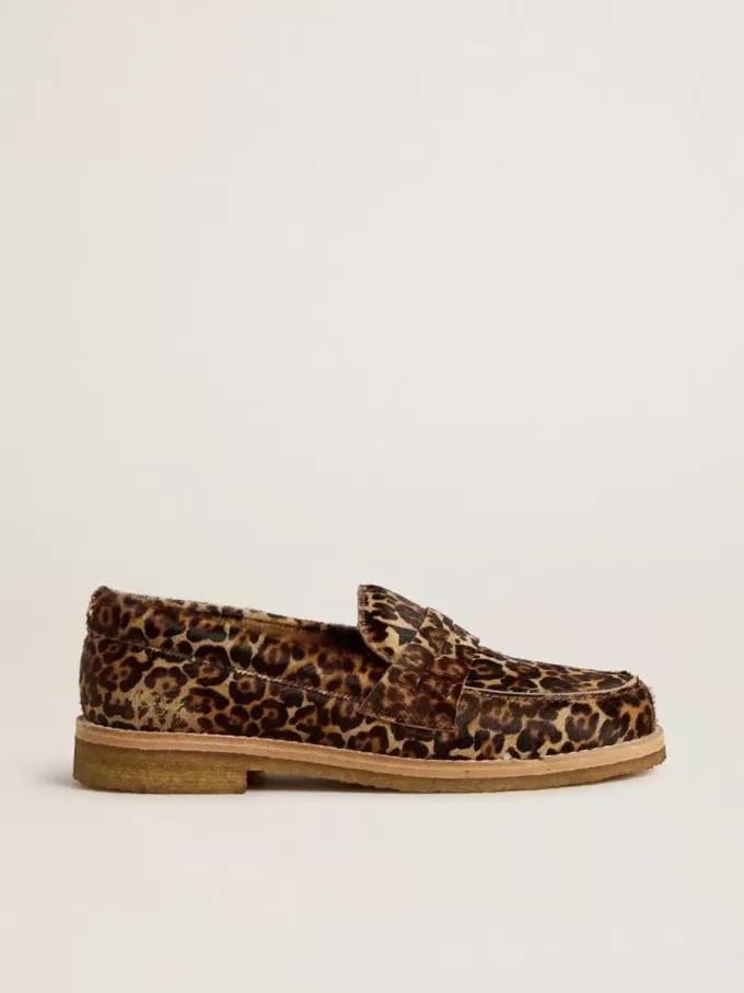 Jerry loafer voor dames in ponyhuid met luipaardprint