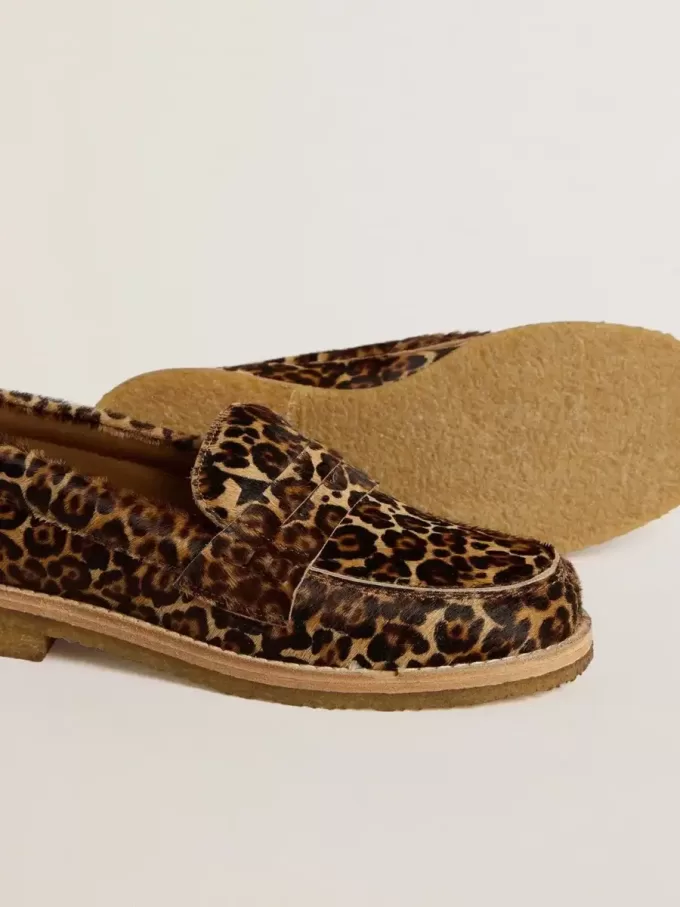 Jerry loafer voor dames in ponyhuid met luipaardprint