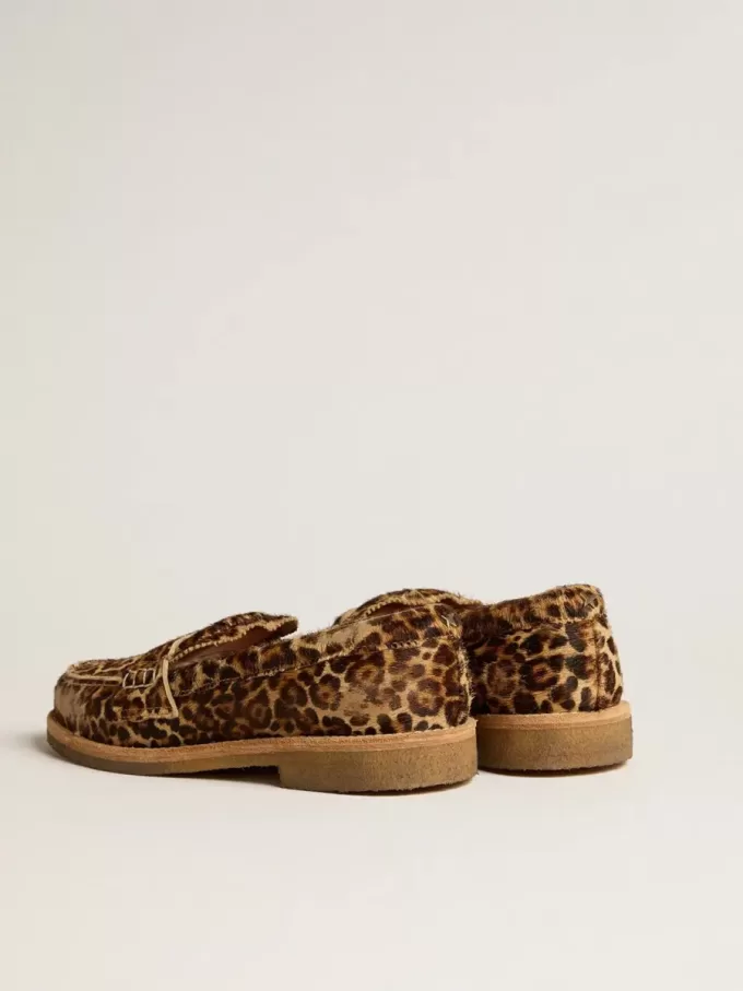 Jerry loafers voor heren van ponyhuid met luipaardprint