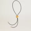Jewelmates bolo-stropdas ketting in zwart leer met antiek gouden metalen details