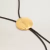 Jewelmates bolo-stropdas ketting in zwart leer met antiek gouden metalen details