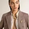 Jewelmates bolo-stropdas ketting in zwart leer met antiek gouden metalen details