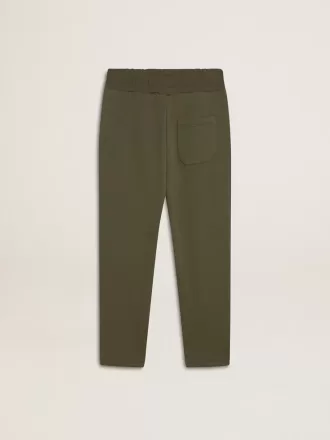 Jongens joggingbroek in legergroen met witte sterren