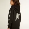 Jongenssweatshirt met capuchon in zwart met contrasterende zilveren sterren