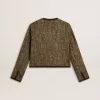 Journey-jas voor dames van wollen tweed met koffiekleurige suède details
