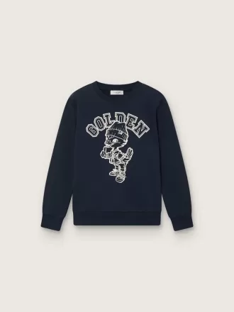 Journey sweatshirt met ronde hals voor jongens in marineblauw katoen met mascotteprint