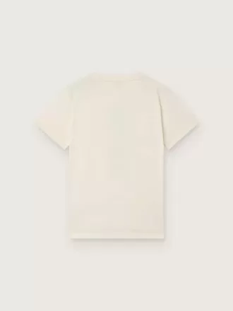 Journey T-shirt voor jongens van witte katoenen jersey met digitale mascotteprint