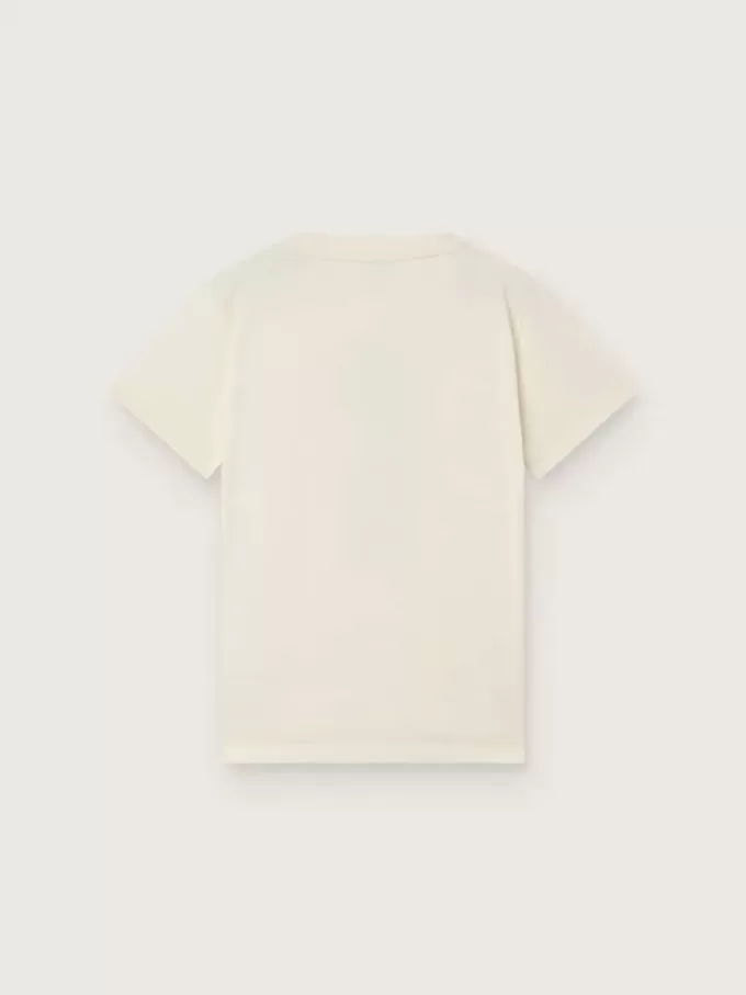 Journey T-shirt voor jongens van witte katoenen jersey met digitale mascotteprint