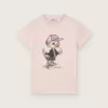 Journey T-shirt voor meisjes van roze katoenen jersey met digitale mascotteprint