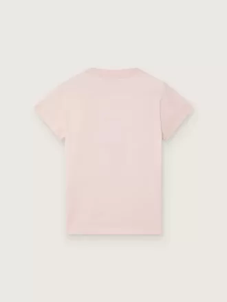 Journey T-shirt voor meisjes van roze katoenen jersey met digitale mascotteprint