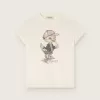 Journey T-shirt voor meisjes van witte katoenen jersey met digitale mascotteprint en kristallen applicaties
