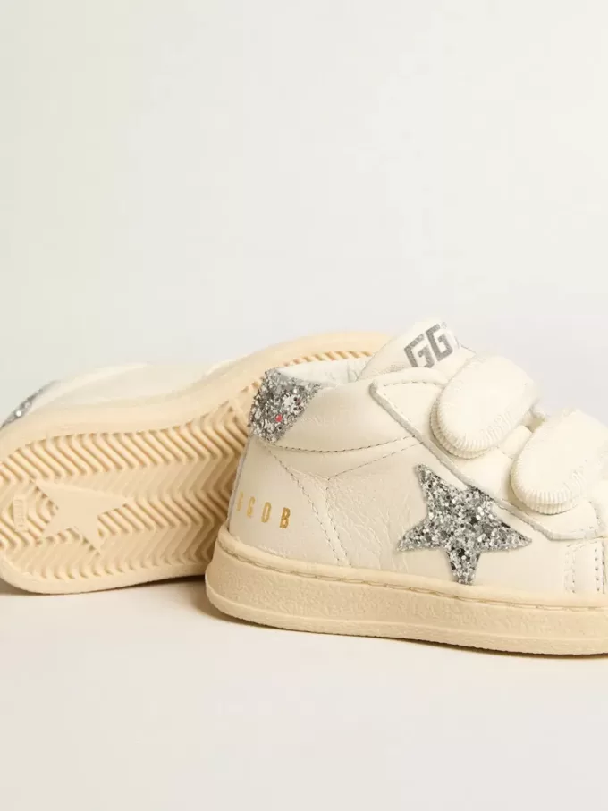 June in nappaleer met zilveren glitterster en hielbandje