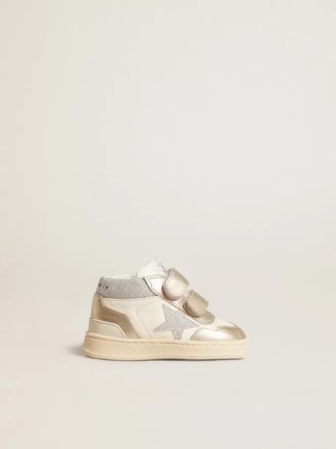 June Junior in nappa en metallic leren inzetstukken met glitterster