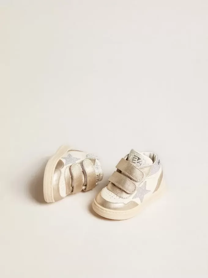 June Junior in nappa en metallic leren inzetstukken met glitterster
