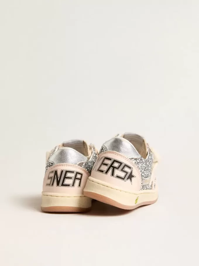 Junior Ball Star in glitter met zilverkleurige metalen hiellip
