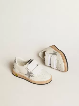 Junior Ball Star in nappa met zilveren glitterster en hielstuk