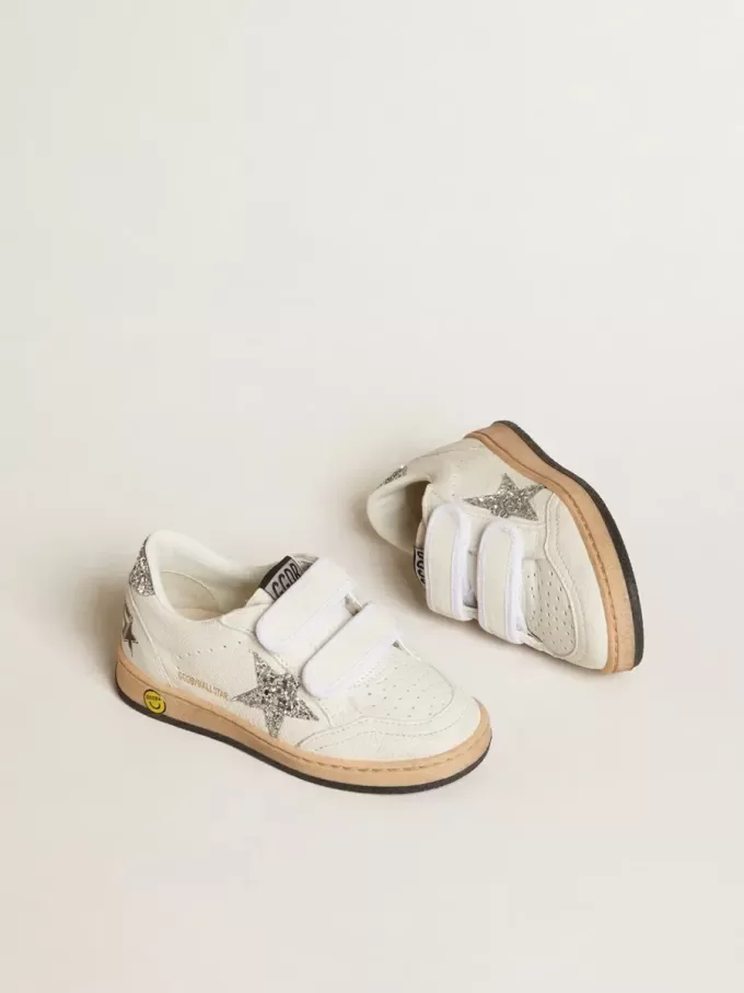 Junior Ball Star in nappa met zilveren glitterster en hielstuk