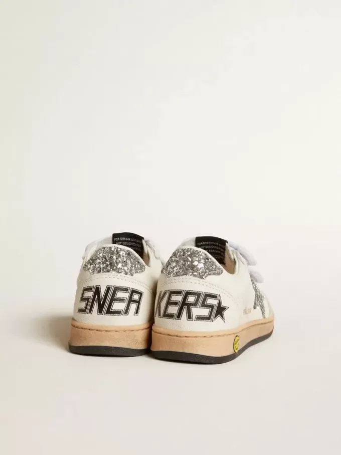 Junior Ball Star in nappa met zilveren glitterster en hielstuk