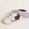 Junior Ball Star in paars glitter met witte leren ster en hielstuk
