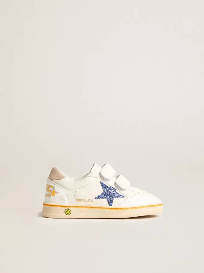 Junior Ball Star met blauwe glitterster en beige suède hielstuk