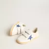 Junior Ball Star met blauwe glitterster en beige suède hielstuk