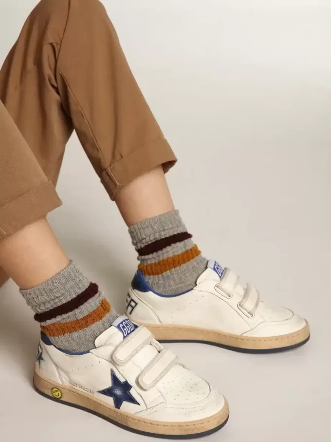 Junior Ball Star met blauwe metallic leren ster en hielstuk