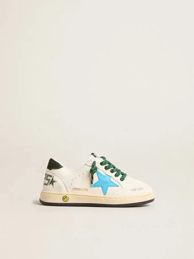Junior Ball Star met turquoise ster en groene suède hielband