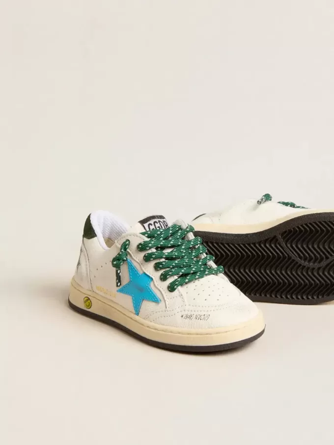Junior Ball Star met turquoise ster en groene suède hielband