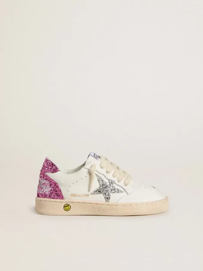 Junior Ball Star met zilveren glitterster en roze glitter hielstuk
