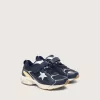 Junior Lightstar in blauw leer en mesh met grijze leren ster