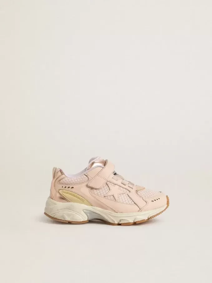 Junior Lightstar in roze leer en mesh met roze leren ster
