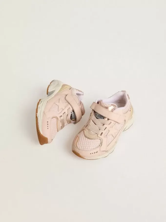 Junior Lightstar in roze leer en mesh met roze leren ster