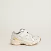 Junior Lightstar in wit leer en mesh met witte leren ster