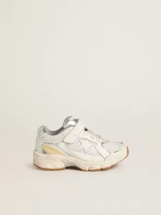 Junior Lightstar in wit leer en mesh met witte leren ster