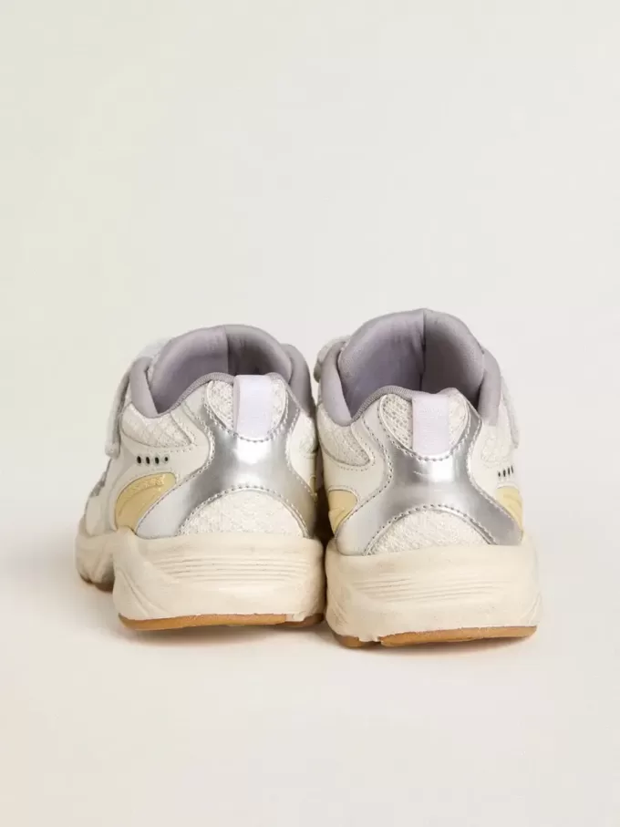 Junior Lightstar in wit leer en mesh met witte leren ster