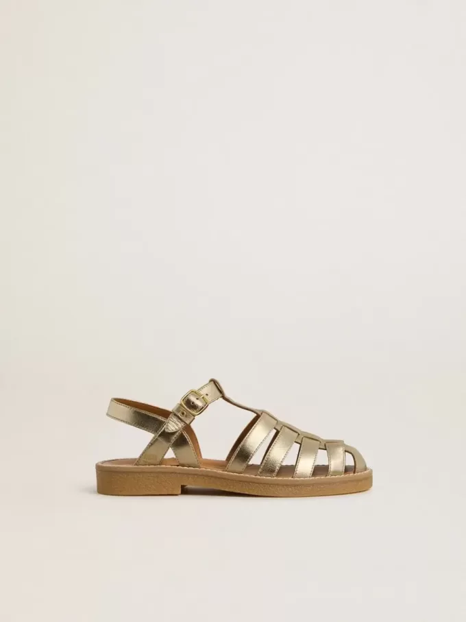 Junior Maxime sandalen van goudkleurig metallic leer