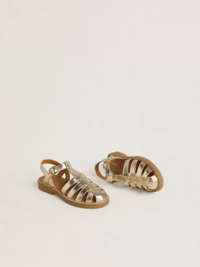 Junior Maxime sandalen van goudkleurig metallic leer