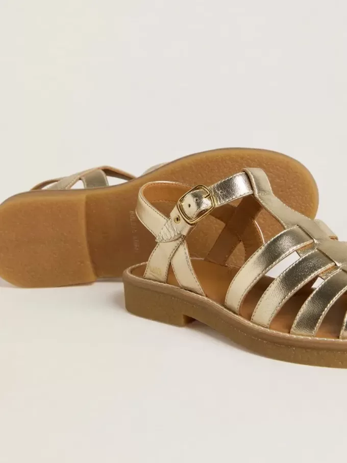 Junior Maxime sandalen van goudkleurig metallic leer