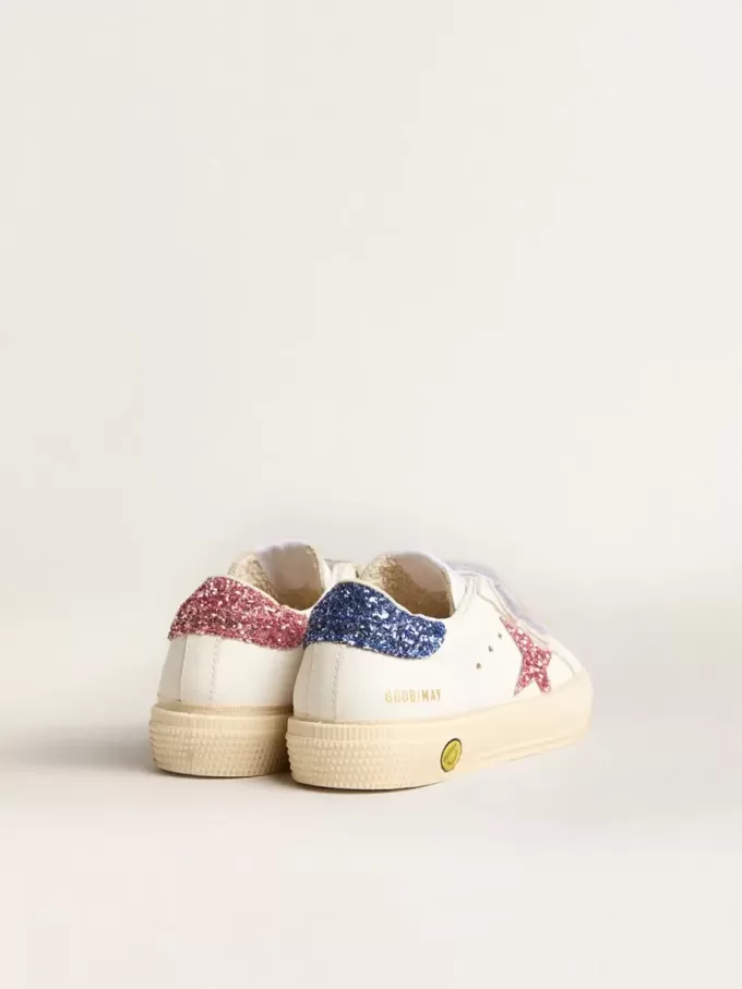Junior May School in leer met glitterster en hielstuk