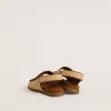 Junior Noa-sandalen van beige raffia en bruin leer