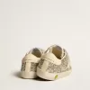 Junior Old School in platina glitter met leren ster en hielstuk