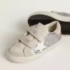 Junior Old School in zilver en roze glitter met witte leren ster