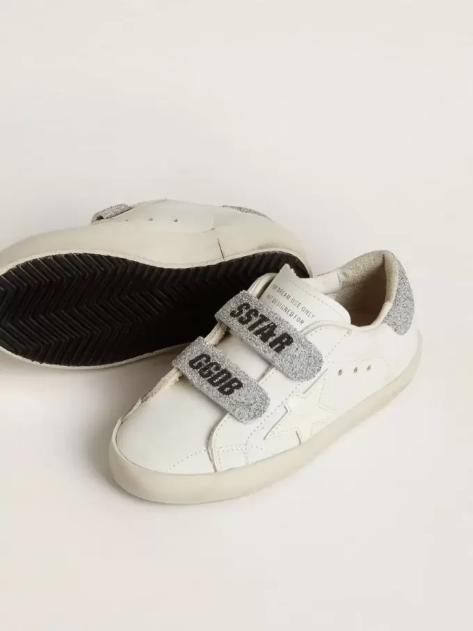 Junior Old School met zilveren Swarovski-kristallen hielstuk en riempjes