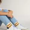 Junior Super-Star in wit leer met blauwe suède hielband