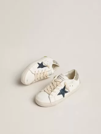 Junior Super-Star van leer met glitterster en hielbandje